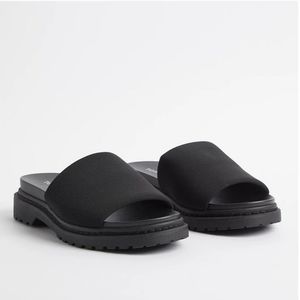 Torrid Black Stretch Chunky Flatform Slides, Size 9 WW, New In Box